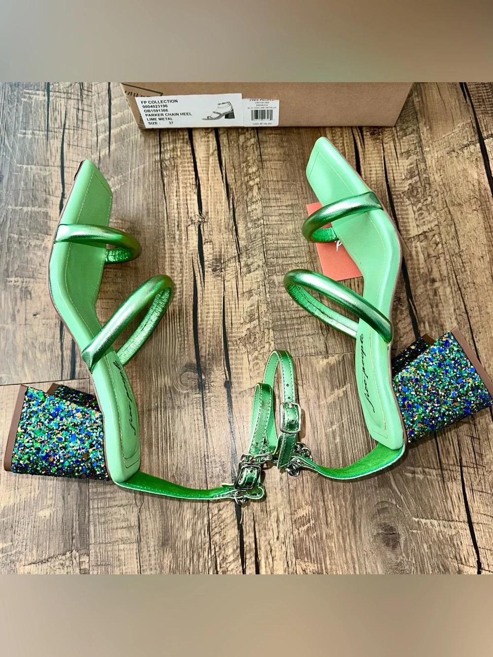 FREE PEOPLE Leather Parker Chain Heeled Sandals